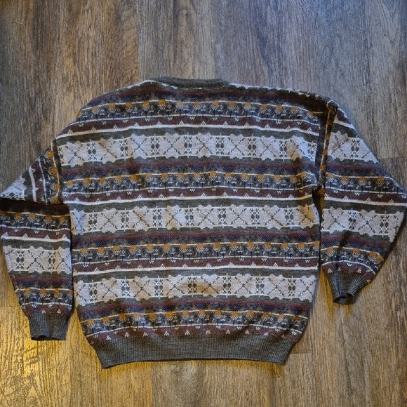Vintage Made in Italy Fair Isle Wool Blend Sweater Large Earth Tones - Picture 5 of 7